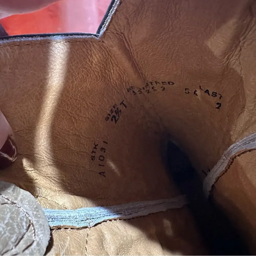 Corral Tan Leather Kids Cowboy Boots with Red Heart and Blue Wing Embroidery